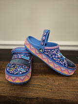 SOLD! Custom blue & pink jean crocs