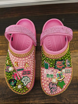 SOLD! Custom pink & green AKA crocs