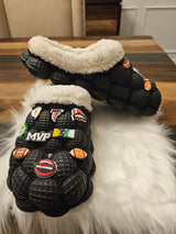 Custom black Atlanta Falcons bubble slippers