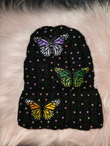 Custom black butterfly beanie hat