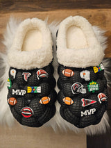 Custom black Atlanta Falcons bubble slippers