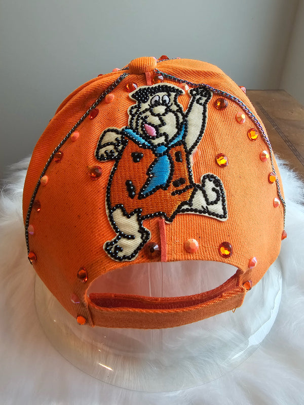 Custom orange Flintstone baseball hat/cap