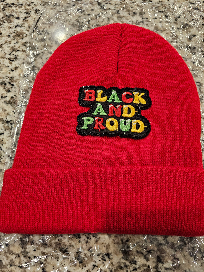 Custom red black & proud beanie hat