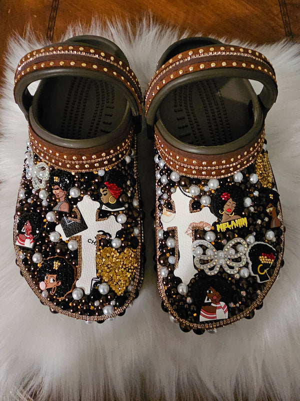 SOLD! Custom brown crocs