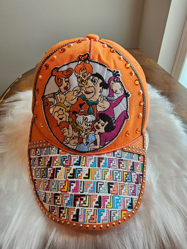 Custom orange Flintstone baseball hat/cap