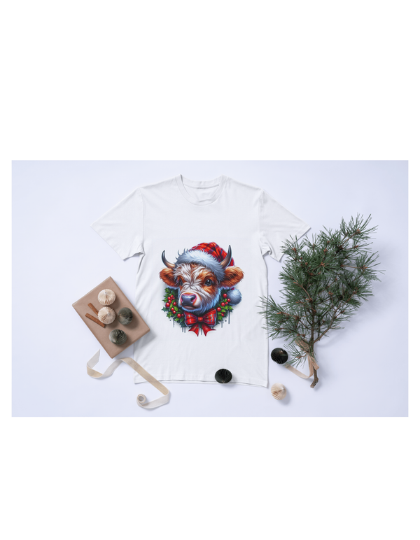 Custom brown highland cow #2 Christmas (sublimation) t-shirt