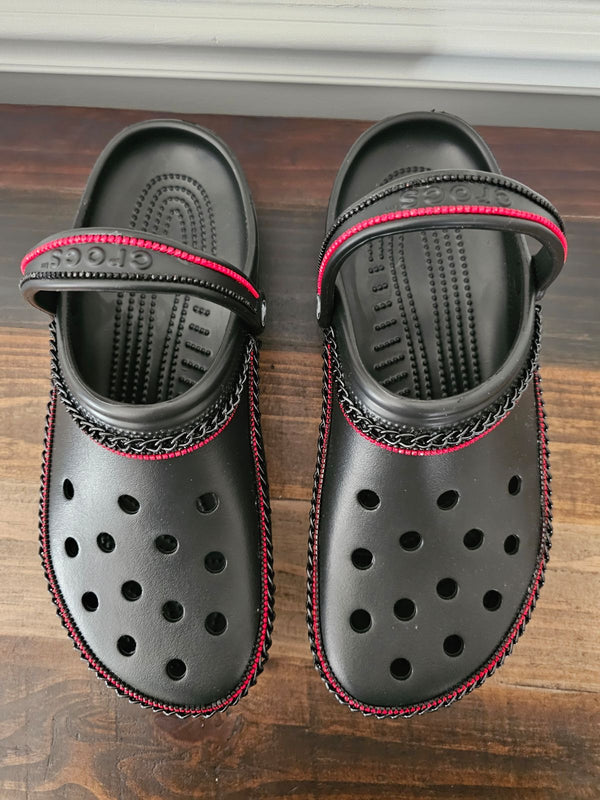 SOLD! Custom black & red crocs