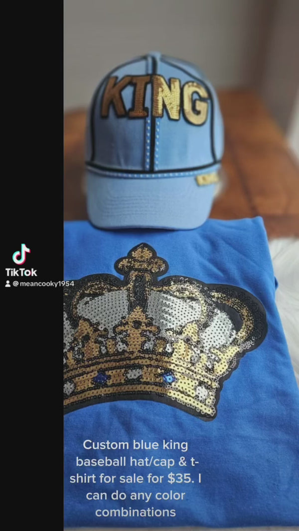 Custom blue king baseball hat/cap & t-shirt