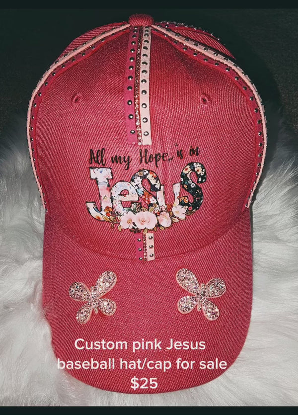 Custom pink Jesus baseball hat/cap