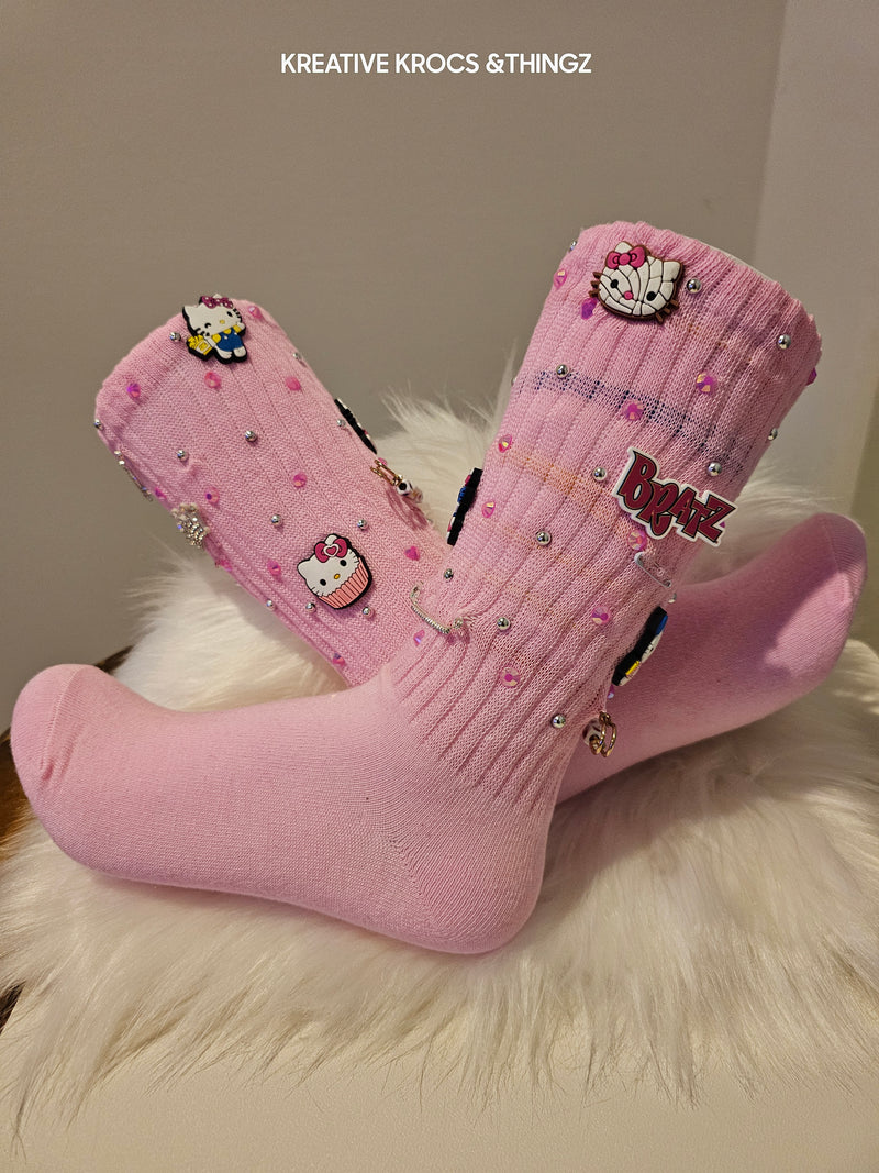 Special order: Custom pink Hello Kitty slouch/junk socks