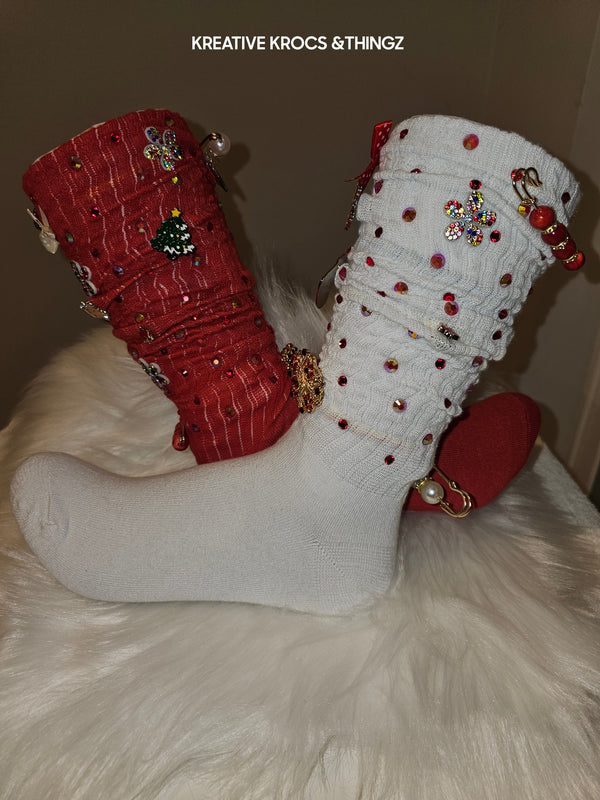 Christmas red & white slouch/junk socks for sale