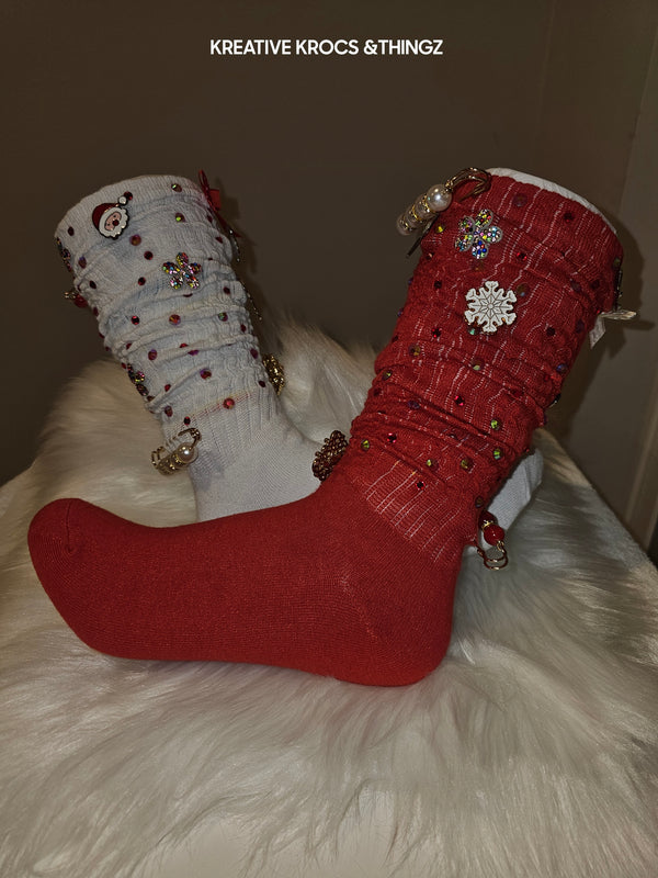 Christmas red & white slouch/junk socks for sale